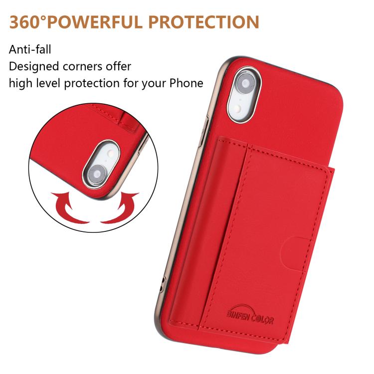 For iPhone XR Solid Color Horizontal Magnetic Card Bag RFID MagSafe Phone Case