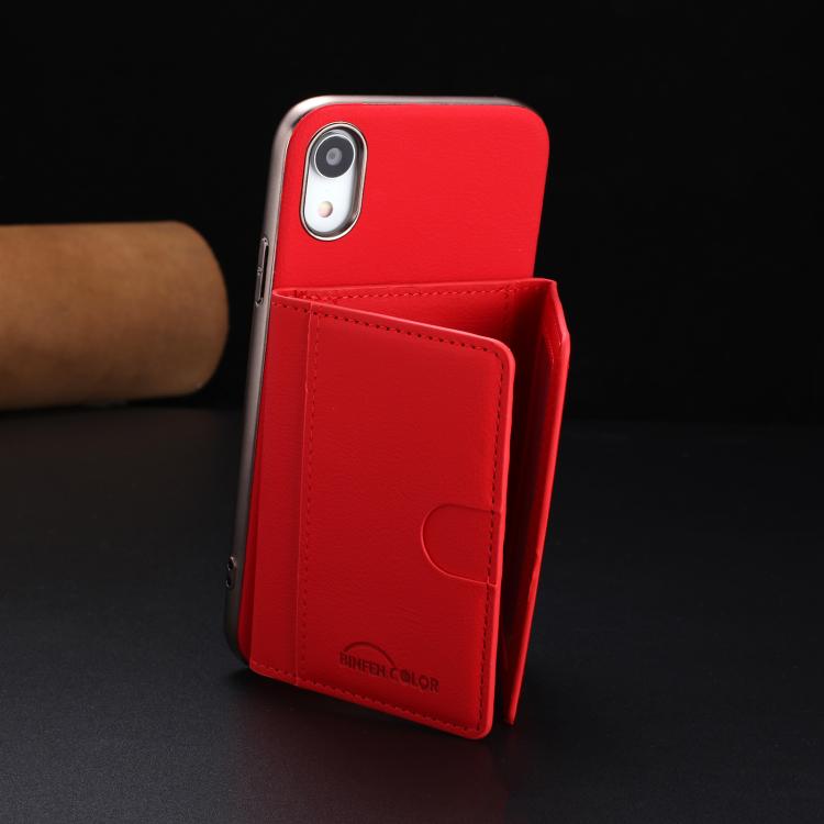 For iPhone XR Solid Color Horizontal Magnetic Card Bag RFID MagSafe Phone Case