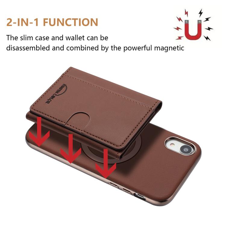 For iPhone XR Solid Color Horizontal Magnetic Card Bag RFID MagSafe Phone Case