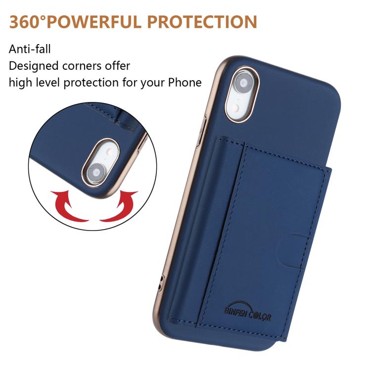 For iPhone XR Solid Color Horizontal Magnetic Card Bag RFID MagSafe Phone Case