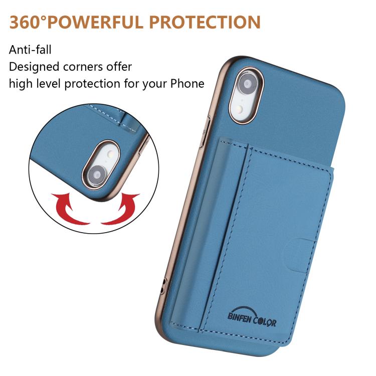For iPhone XR Solid Color Horizontal Magnetic Card Bag RFID MagSafe Phone Case