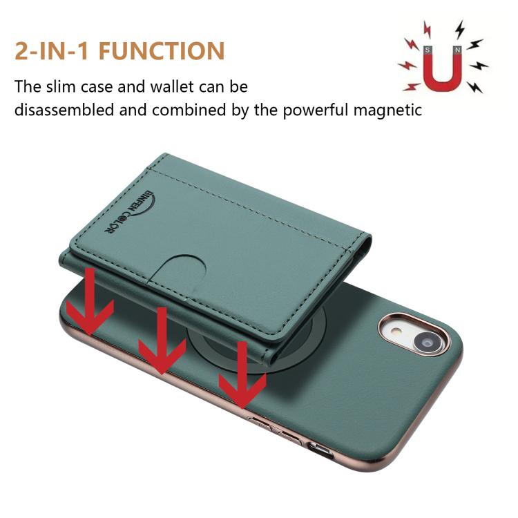 For iPhone XR Solid Color Horizontal Magnetic Card Bag RFID MagSafe Phone Case