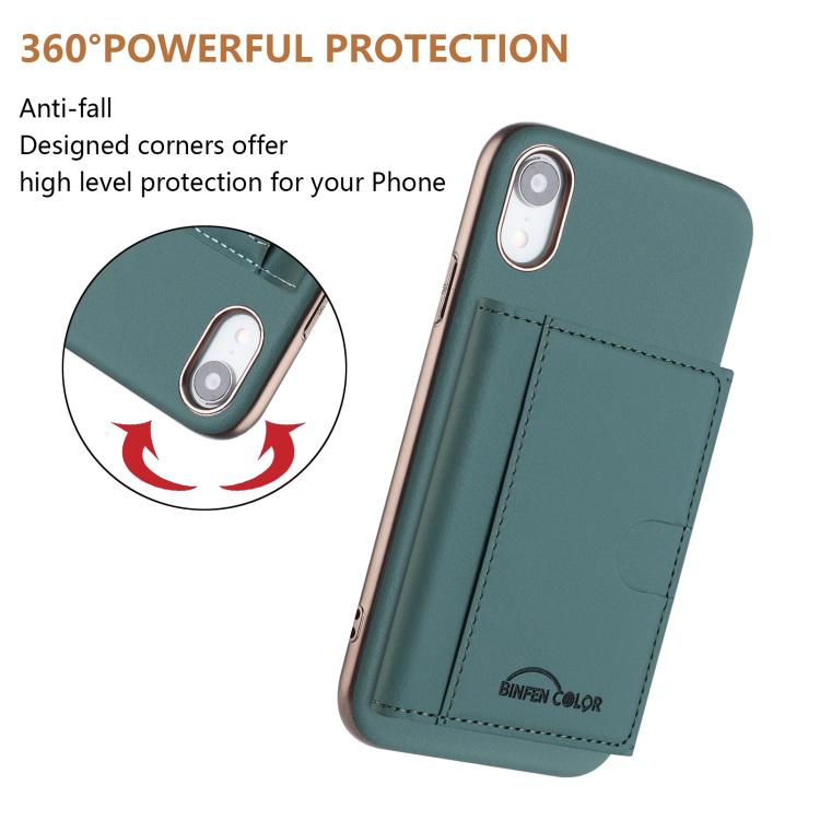 For iPhone XR Solid Color Horizontal Magnetic Card Bag RFID MagSafe Phone Case