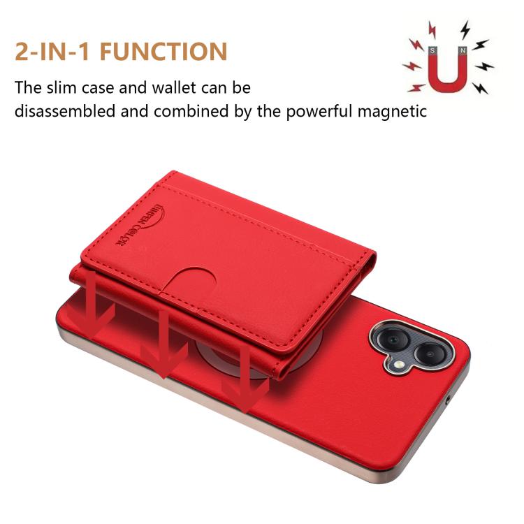 For Samsung Galaxy A06 Solid Color Horizontal Magnetic Card Bag RFID MagSafe Phone Case