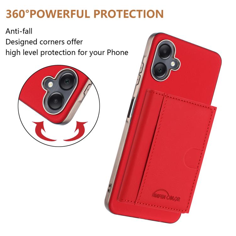 For Samsung Galaxy A06 Solid Color Horizontal Magnetic Card Bag RFID MagSafe Phone Case