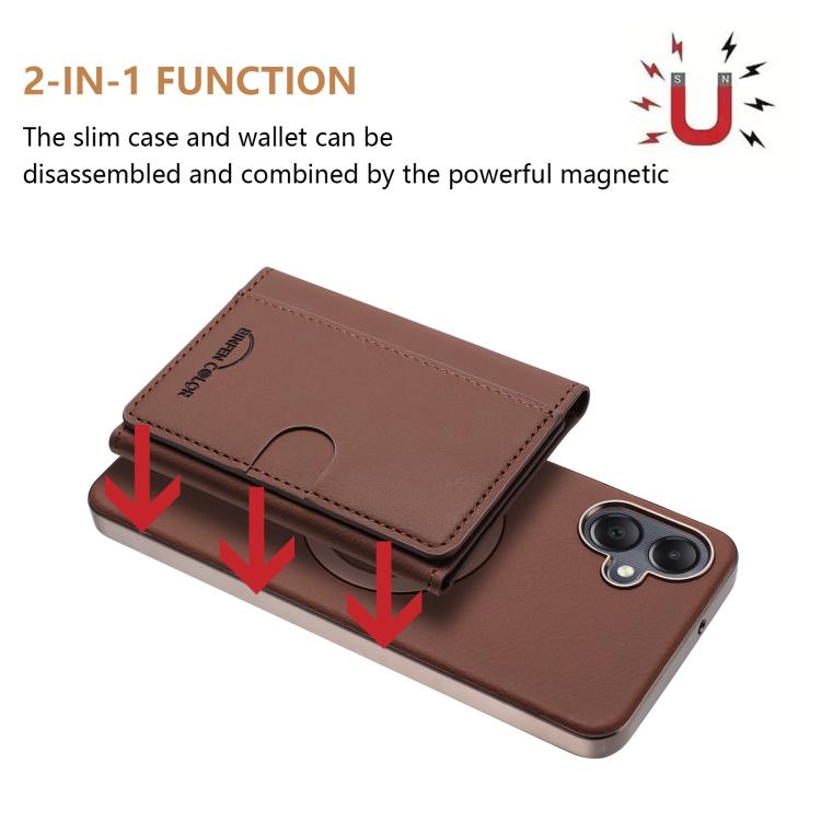 For Samsung Galaxy A06 Solid Color Horizontal Magnetic Card Bag RFID MagSafe Phone Case