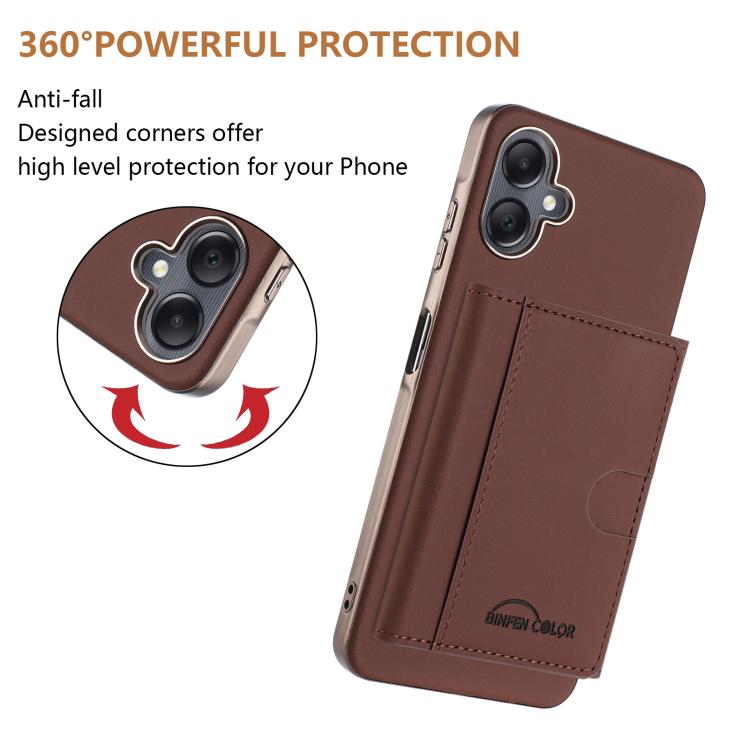 For Samsung Galaxy A06 Solid Color Horizontal Magnetic Card Bag RFID MagSafe Phone Case