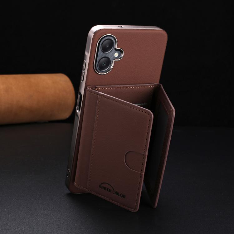 For Samsung Galaxy A06 Solid Color Horizontal Magnetic Card Bag RFID MagSafe Phone Case