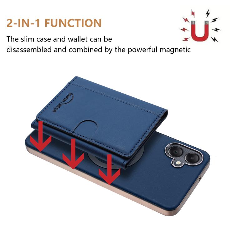 For Samsung Galaxy A06 Solid Color Horizontal Magnetic Card Bag RFID MagSafe Phone Case
