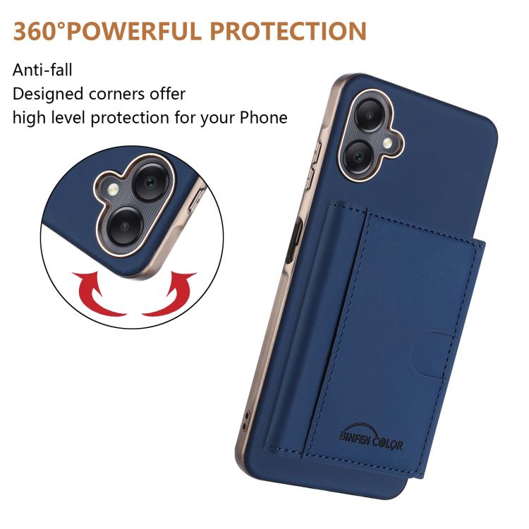 For Samsung Galaxy A06 Solid Color Horizontal Magnetic Card Bag RFID MagSafe Phone Case