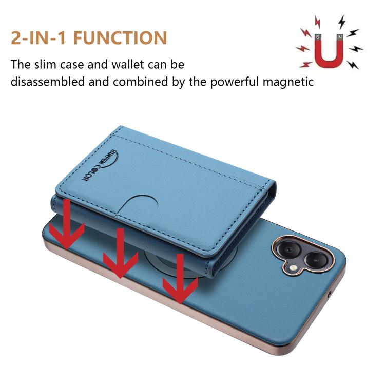 For Samsung Galaxy A06 Solid Color Horizontal Magnetic Card Bag RFID MagSafe Phone Case