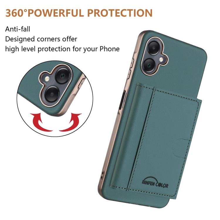 For Samsung Galaxy A06 Solid Color Horizontal Magnetic Card Bag RFID MagSafe Phone Case