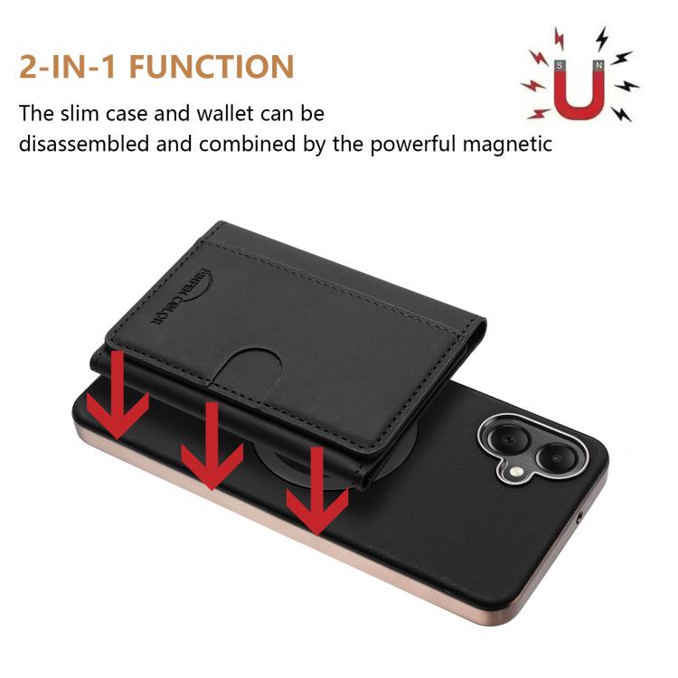 For Samsung Galaxy A06 Solid Color Horizontal Magnetic Card Bag RFID MagSafe Phone Case