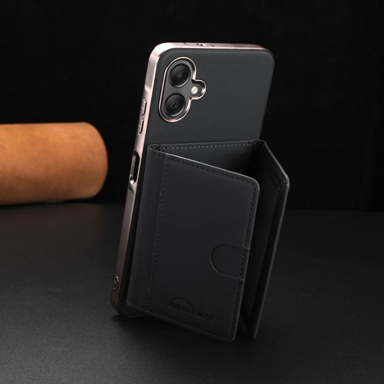 For Samsung Galaxy A06 Solid Color Horizontal Magnetic Card Bag RFID MagSafe Phone Case