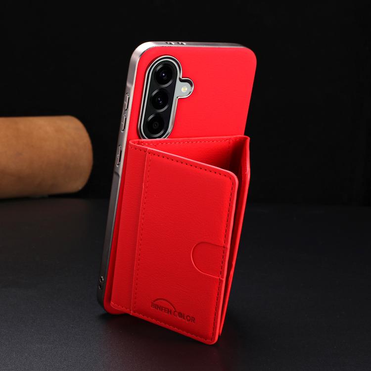 For Samsung Galaxy A25 Solid Color Horizontal Magnetic Card Bag RFID MagSafe Phone Case