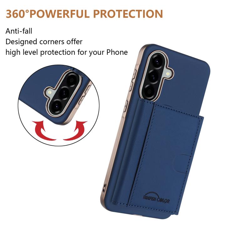 For Samsung Galaxy A25 Solid Color Horizontal Magnetic Card Bag RFID MagSafe Phone Case