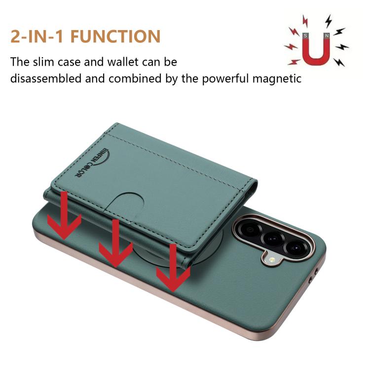 For Samsung Galaxy A25 Solid Color Horizontal Magnetic Card Bag RFID MagSafe Phone Case