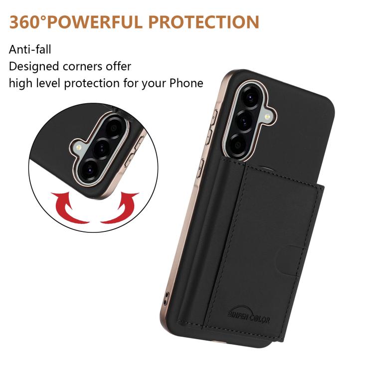 For Samsung Galaxy A26 Solid Color Horizontal Magnetic Card Bag RFID MagSafe Phone Case