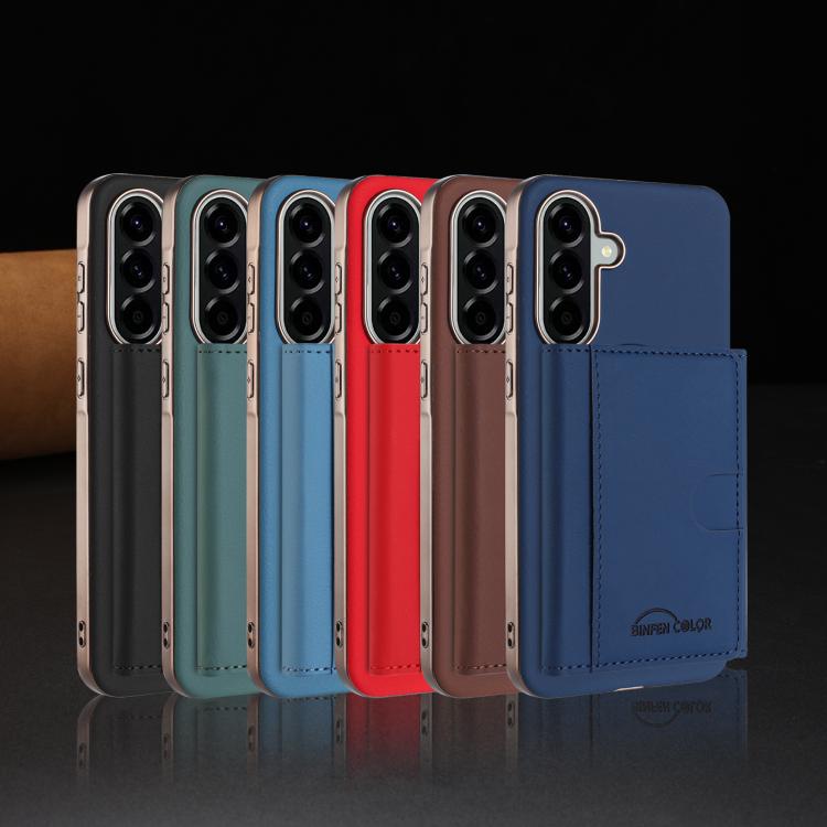 For Samsung Galaxy A36 Solid Color Horizontal Magnetic Card Bag RFID MagSafe Phone Case