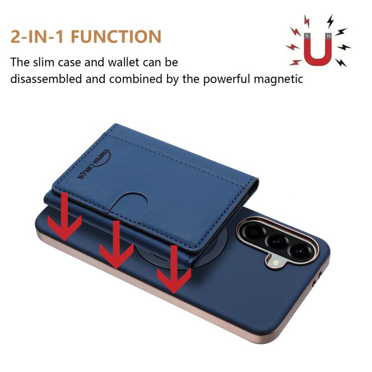 For Samsung Galaxy A56 Solid Color Horizontal Magnetic Card Bag RFID MagSafe Phone Case