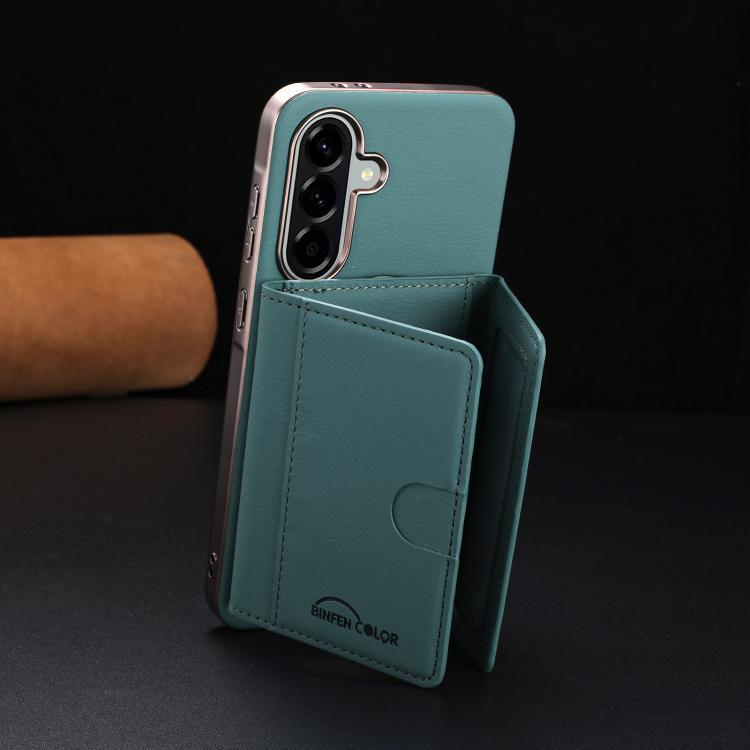 For Samsung Galaxy A56 Solid Color Horizontal Magnetic Card Bag RFID MagSafe Phone Case