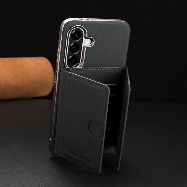 For Samsung Galaxy A56 Solid Color Horizontal Magnetic Card Bag RFID MagSafe Phone Case