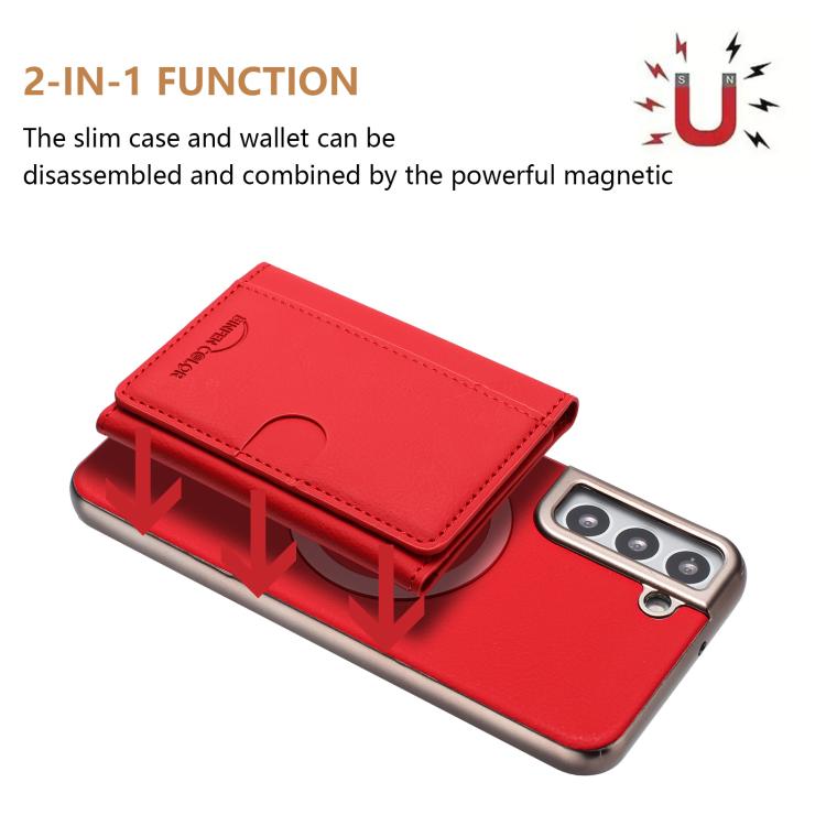 For Samsung Galaxy S21+ 5G Solid Color Horizontal Magnetic Card Bag RFID MagSafe Phone Case
