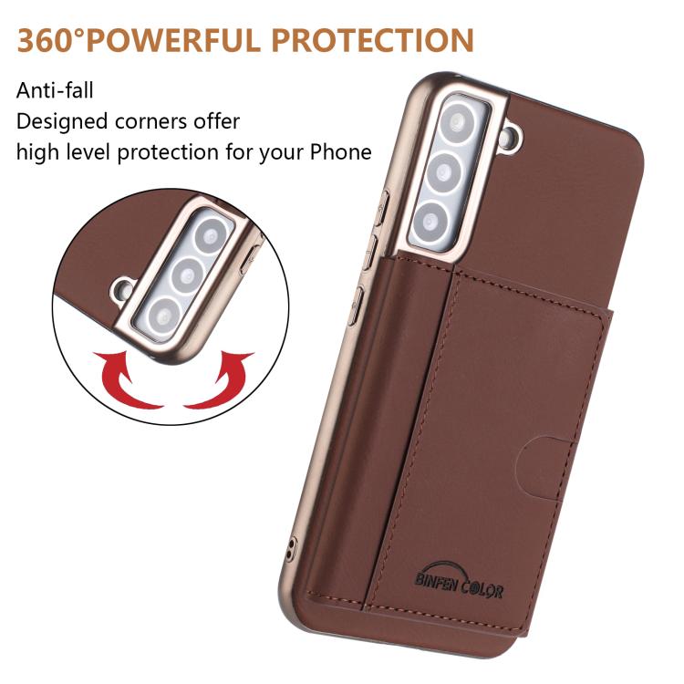 For Samsung Galaxy S21+ 5G Solid Color Horizontal Magnetic Card Bag RFID MagSafe Phone Case