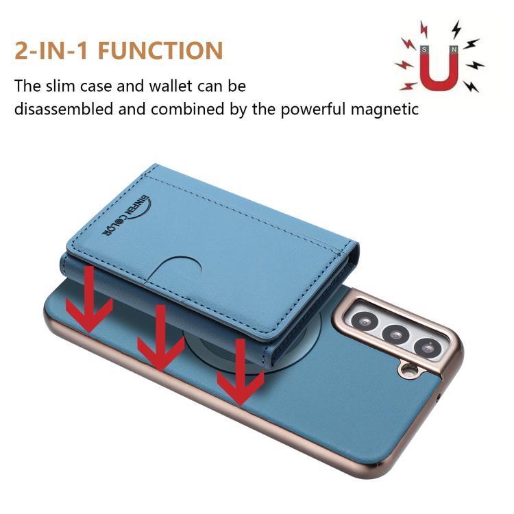 For Samsung Galaxy S21+ 5G Solid Color Horizontal Magnetic Card Bag RFID MagSafe Phone Case