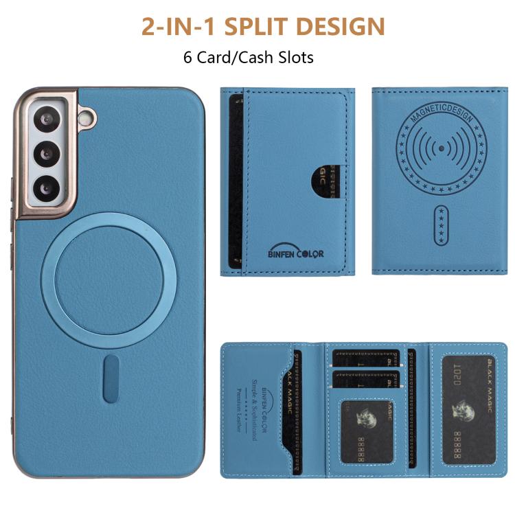 For Samsung Galaxy S21+ 5G Solid Color Horizontal Magnetic Card Bag RFID MagSafe Phone Case