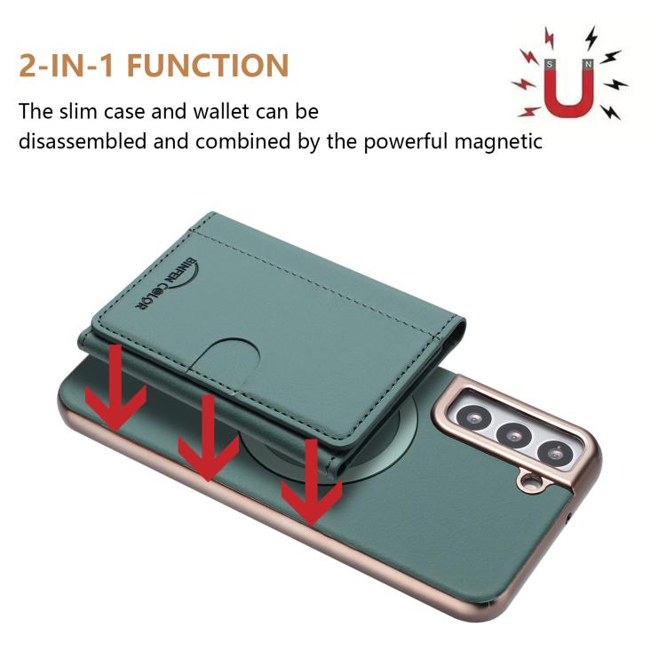 For Samsung Galaxy S21+ 5G Solid Color Horizontal Magnetic Card Bag RFID MagSafe Phone Case