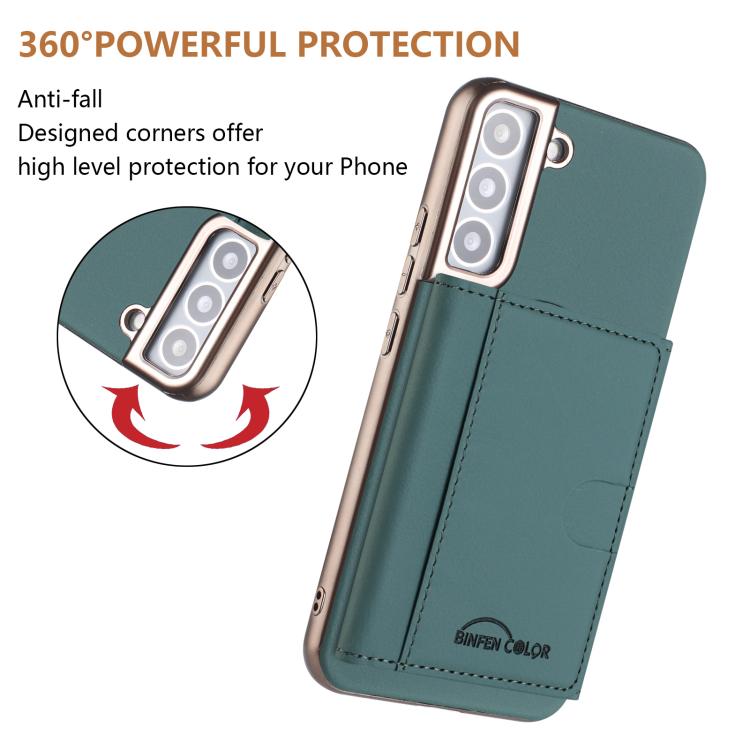 For Samsung Galaxy S21+ 5G Solid Color Horizontal Magnetic Card Bag RFID MagSafe Phone Case