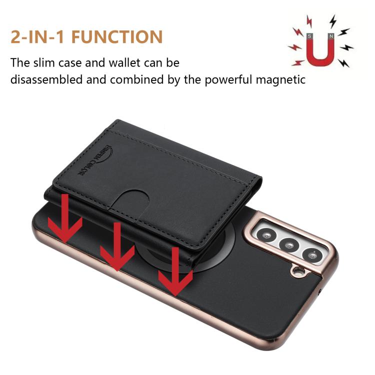For Samsung Galaxy S21+ 5G Solid Color Horizontal Magnetic Card Bag RFID MagSafe Phone Case