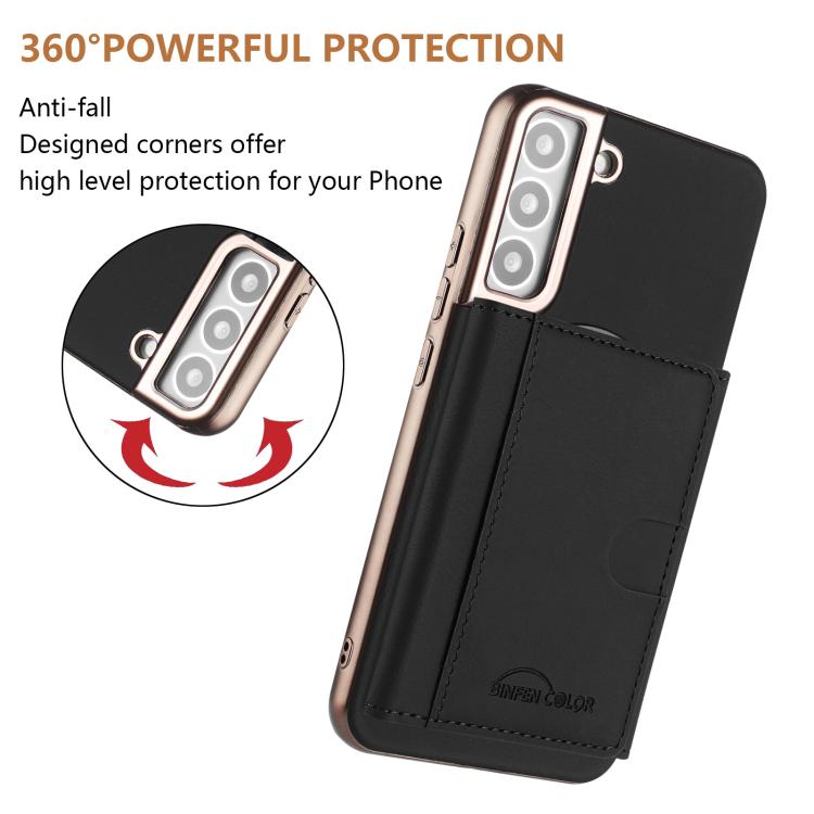 For Samsung Galaxy S21+ 5G Solid Color Horizontal Magnetic Card Bag RFID MagSafe Phone Case