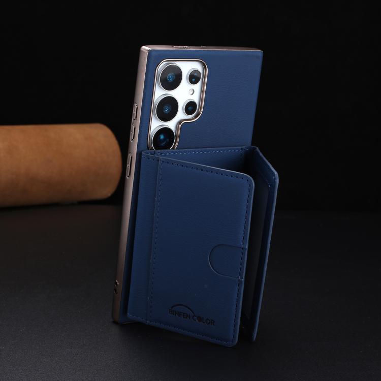 For Samsung Galaxy S21 Ultra 5G Solid Color Horizontal Magnetic Card Bag RFID MagSafe Phone Case