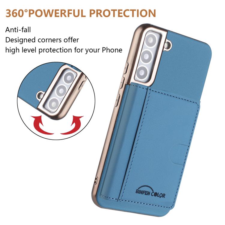 For Samsung Galaxy S22+ 5G Solid Color Horizontal Magnetic Card Bag RFID MagSafe Phone Case