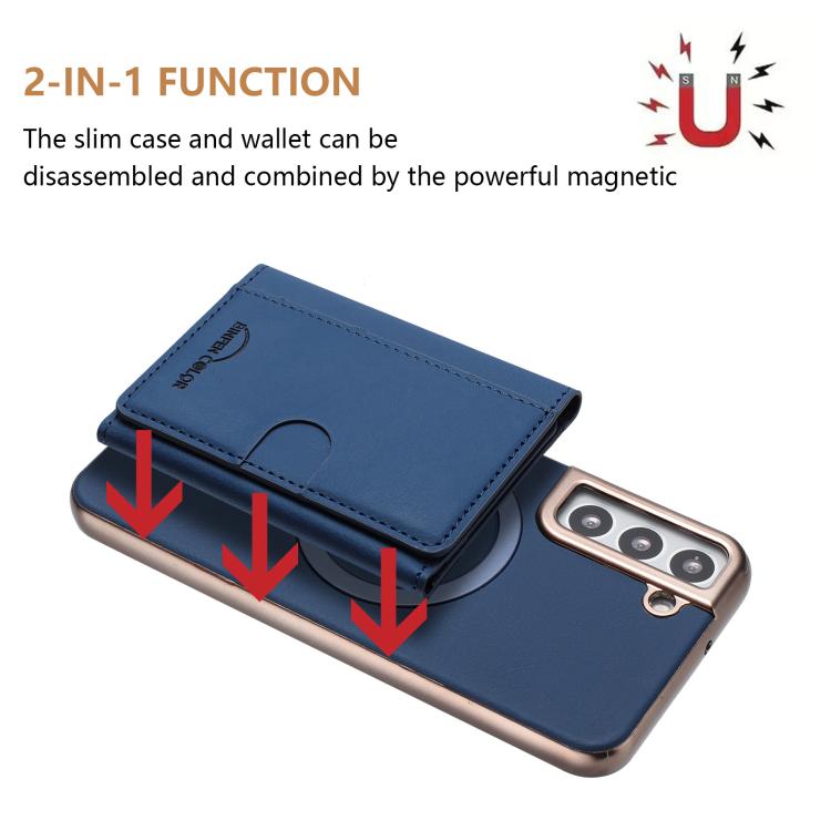 For Samsung Galaxy S23+ 5G Solid Color Horizontal Magnetic Card Bag RFID MagSafe Phone Case