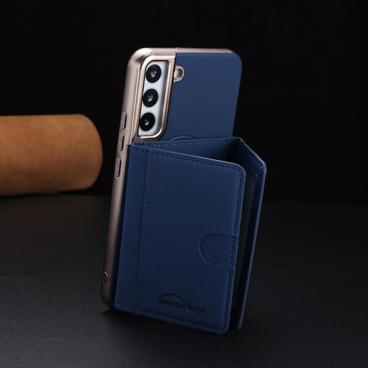 For Samsung Galaxy S23+ 5G Solid Color Horizontal Magnetic Card Bag RFID MagSafe Phone Case