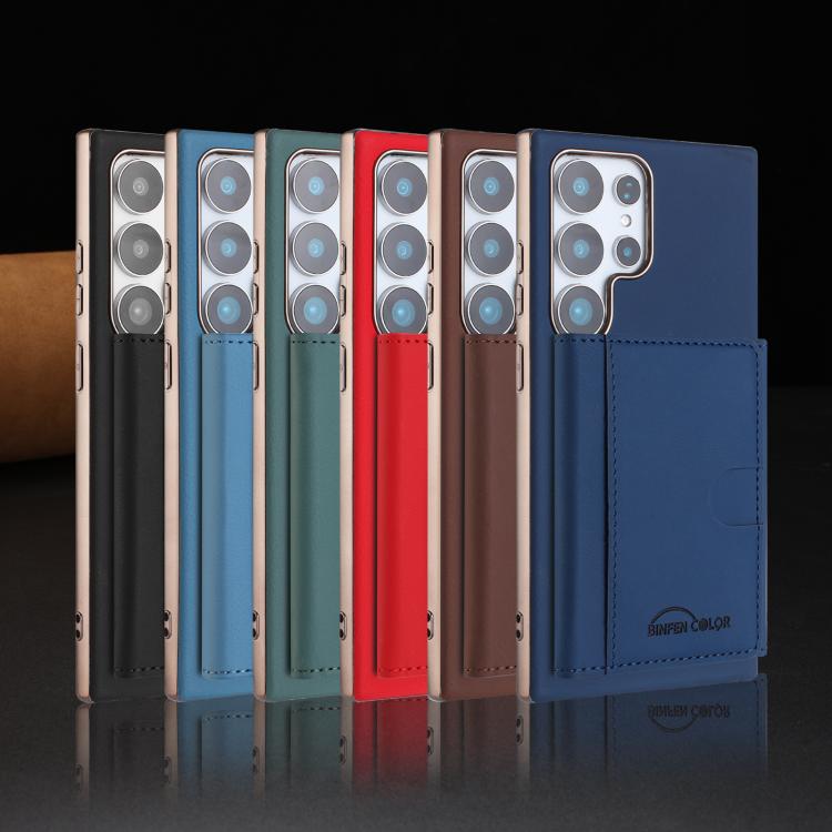 For Samsung Galaxy S23 Ultra 5G Solid Color Horizontal Magnetic Card Bag RFID MagSafe Phone Case