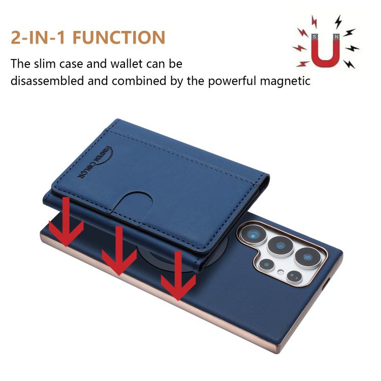 For Samsung Galaxy S23 Ultra 5G Solid Color Horizontal Magnetic Card Bag RFID MagSafe Phone Case