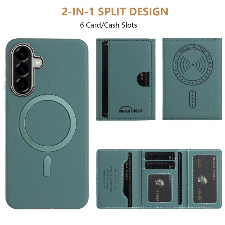 For Samsung Galaxy S24+ 5G Solid Color Horizontal Magnetic Card Bag RFID MagSafe Phone Case