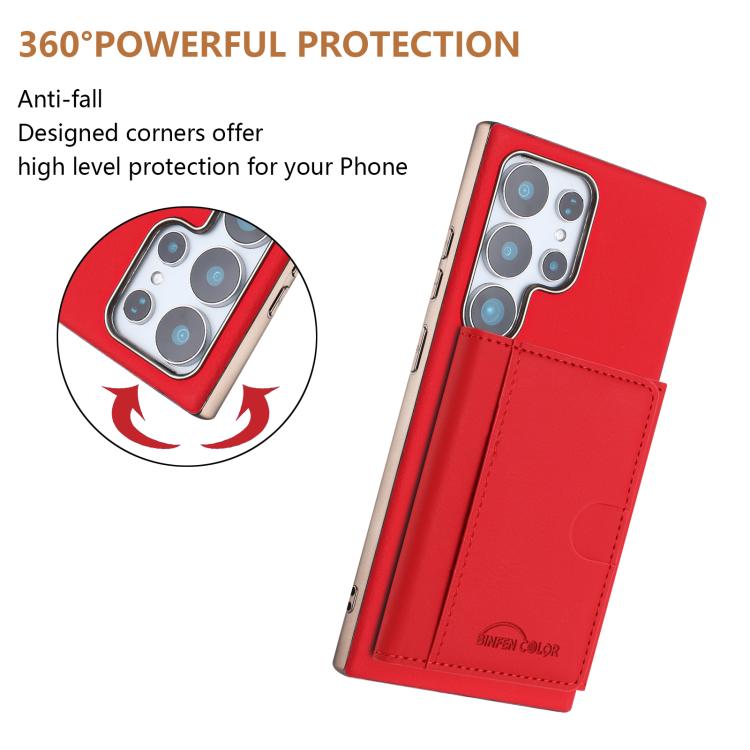 For Samsung Galaxy S24 Ultra 5G Solid Color Horizontal Magnetic Card Bag RFID MagSafe Phone Case