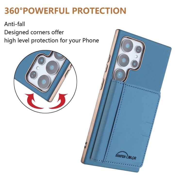 For Samsung Galaxy S24 Ultra 5G Solid Color Horizontal Magnetic Card Bag RFID MagSafe Phone Case