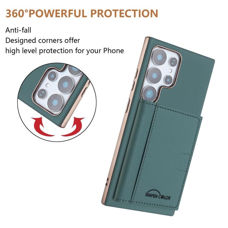 For Samsung Galaxy S24 Ultra 5G Solid Color Horizontal Magnetic Card Bag RFID MagSafe Phone Case
