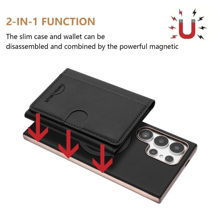 For Samsung Galaxy S24 Ultra 5G Solid Color Horizontal Magnetic Card Bag RFID MagSafe Phone Case