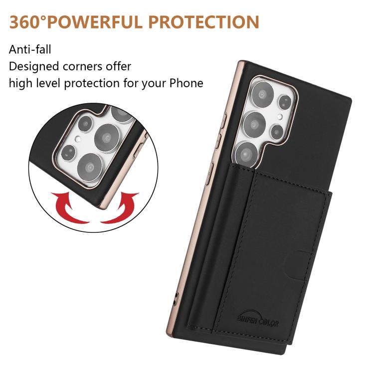For Samsung Galaxy S24 Ultra 5G Solid Color Horizontal Magnetic Card Bag RFID MagSafe Phone Case