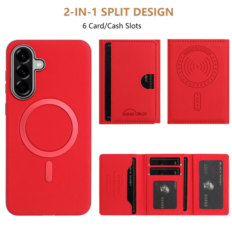 For Samsung Galaxy S25+ 5G Solid Color Horizontal Magnetic Card Bag RFID MagSafe Phone Case