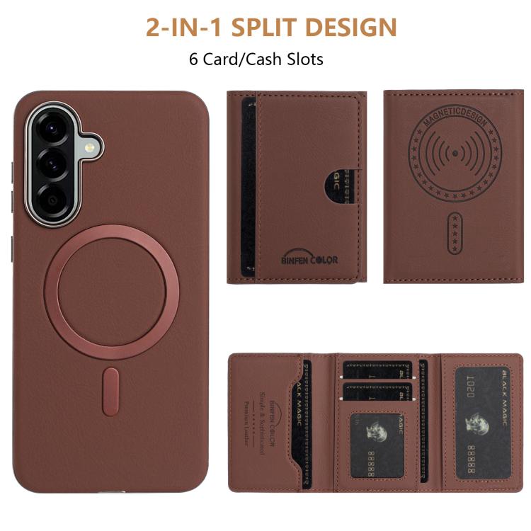 For Samsung Galaxy S25+ 5G Solid Color Horizontal Magnetic Card Bag RFID MagSafe Phone Case