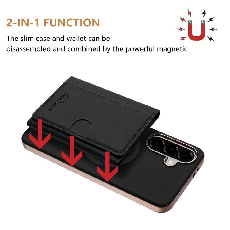 For Samsung Galaxy S25+ 5G Solid Color Horizontal Magnetic Card Bag RFID MagSafe Phone Case