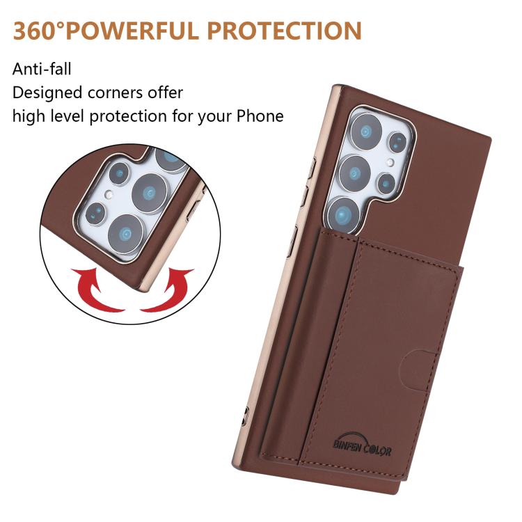 For Samsung Galaxy S25 Ultra 5G Solid Color Horizontal Magnetic Card Bag RFID MagSafe Phone Case